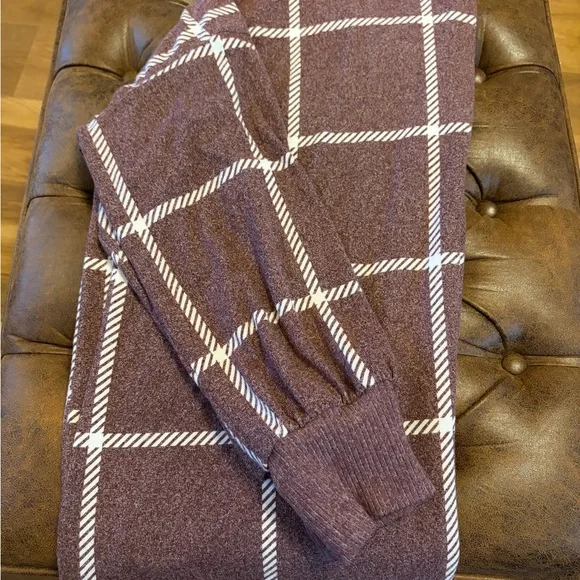 Maurices Brown Plaid Cowl Neck Sweater - Picture 3 of 4